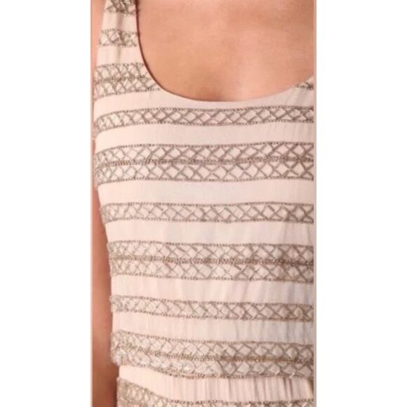 Vintage NWT Alice & Olivia Luxury Designer Nude Beaded Scoop Back Tank Dress - Picture 3 of 16